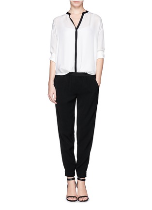 Figure View - Click To Enlarge - VINCE - Contrast trim silk blouse