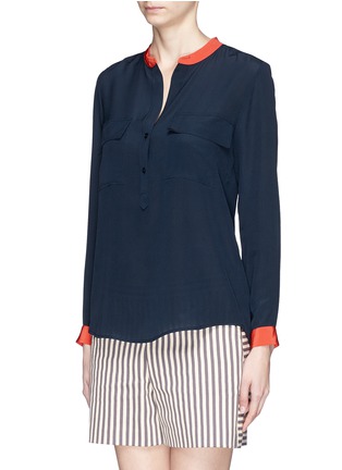 Front View - Click To Enlarge - VINCE - Contrast silk crepe blouse
