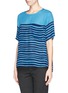 Front View - Click To Enlarge - VINCE - Marker stripe print silk chiffon T-shirt
