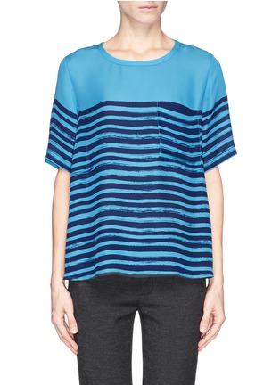 Main View - Click To Enlarge - VINCE - Marker stripe print silk chiffon T-shirt