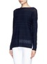 Front View - Click To Enlarge - VINCE - Ladder stitch stripe cashmere sweater