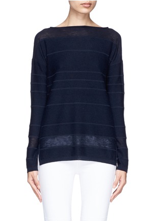 Main View - Click To Enlarge - VINCE - Ladder stitch stripe cashmere sweater