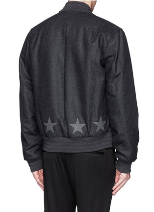 Back View - Click To Enlarge - GIVENCHY - Star appliqué wool bomber jacket