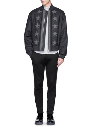 Figure View - Click To Enlarge - GIVENCHY - Star appliqué wool bomber jacket