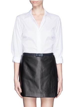 Figure View - Click To Enlarge - MAISON BOINET - Skinny leather reversible bow belt