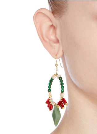 Figure View - Click To Enlarge - SCHO - Jade rhombus crystal hoop earrings