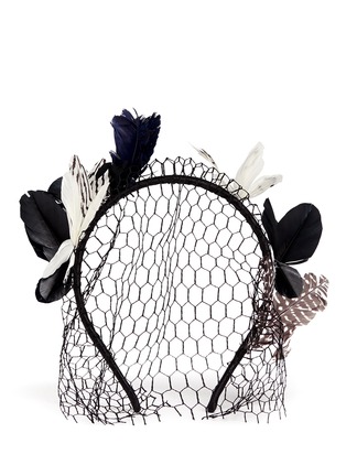 Main View - Click To Enlarge - MAISON MICHEL - Feather butterfly veil headband