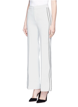 Front View - Click To Enlarge - COMME MOI - Contrast stripe split cuff crepe pants