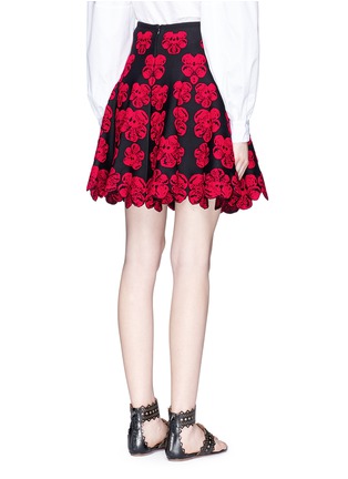 Back View - Click To Enlarge - ALAÏA - 'Bouquet d'Orchidee' floral intarsia flared skirt