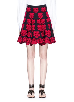 Main View - Click To Enlarge - ALAÏA - 'Bouquet d'Orchidee' floral intarsia flared skirt
