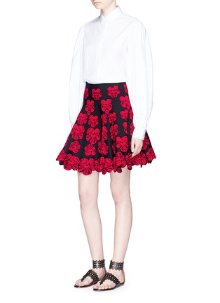 Figure View - Click To Enlarge - ALAÏA - 'Bouquet d'Orchidee' floral intarsia flared skirt