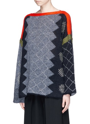 Front View - Click To Enlarge - ACNE STUDIOS - 'Rikke' diamond intarsia linen-mohair sweater