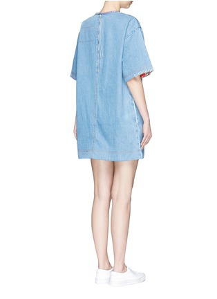 Back View - Click To Enlarge - MARC JACOBS - Patchwork pocket denim T-shirt dress