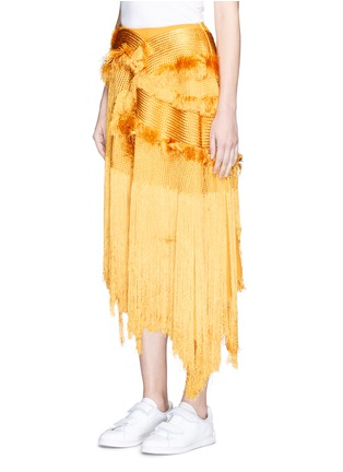 Front View - Click To Enlarge - 73037 - Braided yarn fringed asymmetric skirt