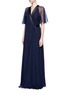 Front View - Click To Enlarge - LANVIN - Satin trim silk chiffon wrap gown