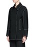 Front View - Click To Enlarge - STELLA MCCARTNEY - Contrast stitching double breasted wool jacket