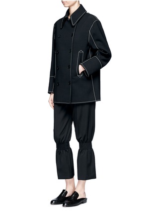 Figure View - Click To Enlarge - STELLA MCCARTNEY - Contrast stitching double breasted wool jacket