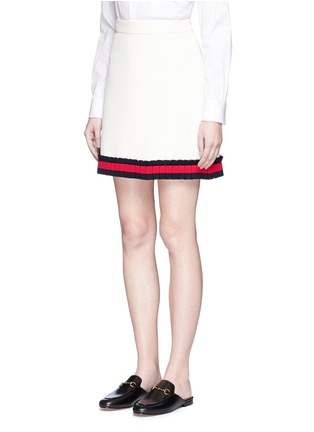 Front View - Click To Enlarge - GUCCI - Pleated web hem cady crepe skirt