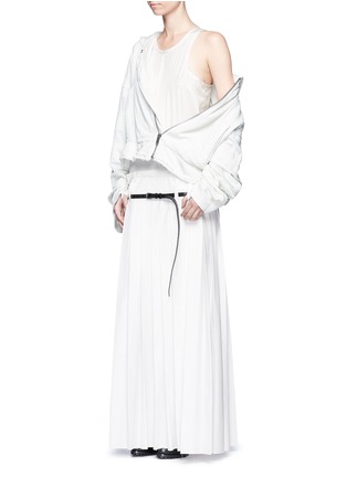 Figure View - Click To Enlarge - HAIDER ACKERMANN - Oversized pleated silk satin sleeveless dress