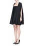 Front View - Click To Enlarge - VALENTINO GARAVANI - Crepe Couture cape dress