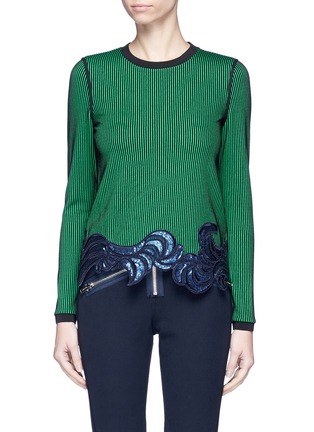 Main View - Click To Enlarge - 3.1 PHILLIP LIM - Floral sequin embroidered ottoman knit top