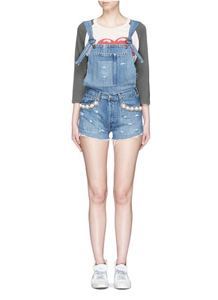 Main View - Click To Enlarge - FORTE COUTURE - 'Kalifornia' embellished ripped denim overalls