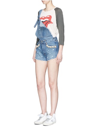 Figure View - Click To Enlarge - FORTE COUTURE - 'Kalifornia' embellished ripped denim overalls