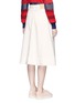 Back View - Click To Enlarge - MUVEIL - Floral embellished denim A-line skirt