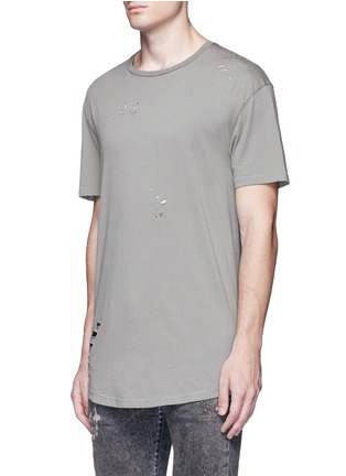 Front View - Click To Enlarge - TOPMAN - Distressed cotton jersey T-shirt