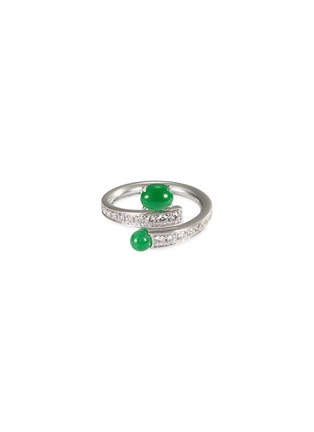 Main View - Click To Enlarge - SAMUEL KUNG - Jadeite Diamond 18K White Gold Moi Et Toi Ring