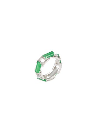 Figure View - Click To Enlarge - SAMUEL KUNG - Diamond jade 18k white gold chain effect ring