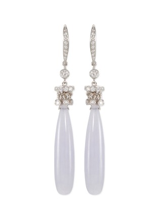 Main View - Click To Enlarge - SAMUEL KUNG - Diamond 18k white gold jade drop earrings