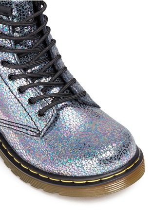 Detail View - Click To Enlarge - DR. MARTENS - 'Brooklee IE' metallic oil slick leather toddler boots