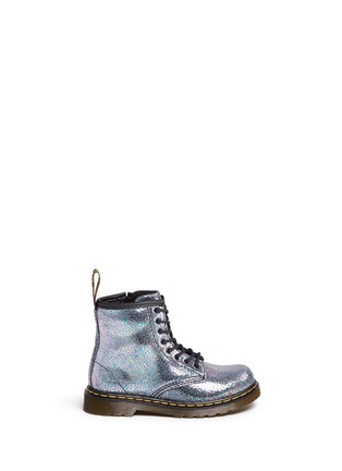 Main View - Click To Enlarge - DR. MARTENS - 'Brooklee IE' metallic oil slick leather toddler boots