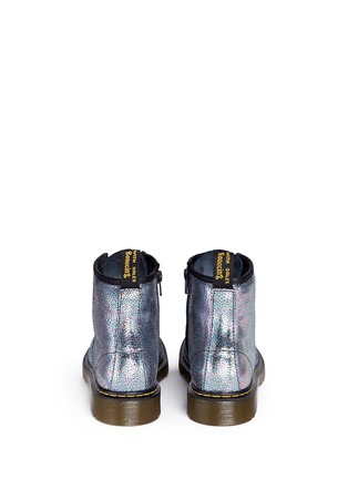 Back View - Click To Enlarge - DR. MARTENS - 'Delaney' metallic oil slick leather kids boots