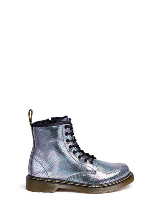 Main View - Click To Enlarge - DR. MARTENS - 'Delaney' metallic oil slick leather kids boots
