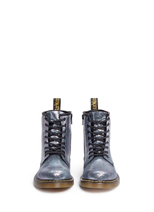 Figure View - Click To Enlarge - DR. MARTENS - 'Delaney' metallic oil slick leather kids boots