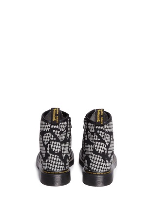 Back View - Click To Enlarge - DR. MARTENS - 'Delaney Glow' reflective snakeskin print leather kids boots