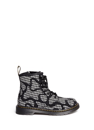 Main View - Click To Enlarge - DR. MARTENS - 'Delaney Glow' reflective snakeskin print leather kids boots