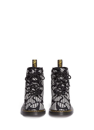 Figure View - Click To Enlarge - DR. MARTENS - 'Delaney Glow' reflective snakeskin print leather kids boots