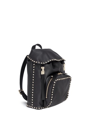 Figure View - Click To Enlarge - VALENTINO GARAVANI - 'Rockstud' flap drawstring leather backpack
