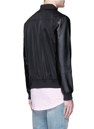 Back View - Click To Enlarge - TOPMAN - Faux leather sleeve bomber jacket