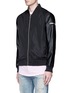 Front View - Click To Enlarge - TOPMAN - Faux leather sleeve bomber jacket