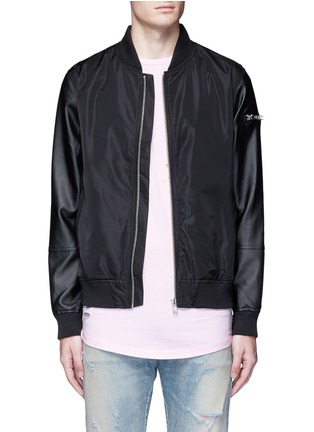 Main View - Click To Enlarge - TOPMAN - Faux leather sleeve bomber jacket