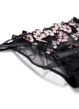 Detail View - Click To Enlarge - L'AGENT - 'Kaity' floral embroidery tulle tanga briefs