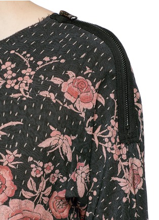 Detail View - Click To Enlarge - BY WALID - 'Isabel' asymmetric zip rose print silk tunic