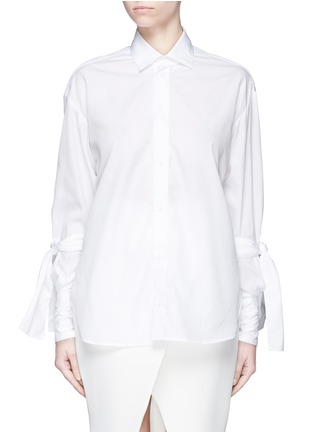 Main View - Click To Enlarge - MATICEVSKI - 'Pivoted' sleeve tie cotton poplin shirt