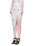 Front View - Click To Enlarge - MATICEVSKI - 'Personify' spider orchid floral embroidery mesh skirt