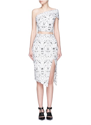 Figure View - Click To Enlarge - MATICEVSKI - 'Personify' spider orchid floral embroidery mesh skirt