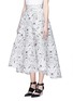 Front View - Click To Enlarge - MATICEVSKI - 'Axle' spider orchid floral embroidery full skirt